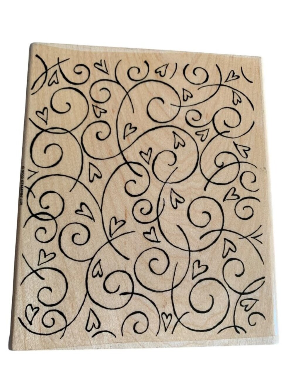 Stampin Up 2002 Rubber Stamp Swirls & Hearts Pattern Wood Mounted